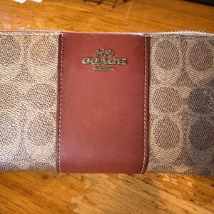 Coach Signature Brown and Tan Clutch